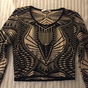 Crop sweater top with gold sparkle threading